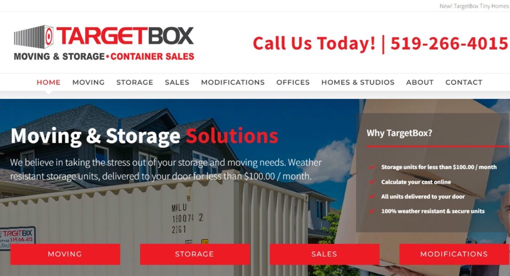 A photo of TargetBox moving company homepage