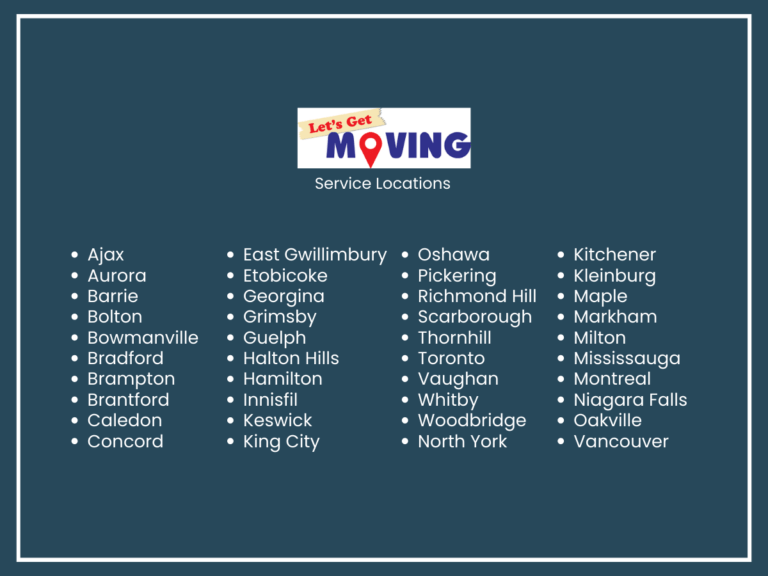 Lets get Moving service areas