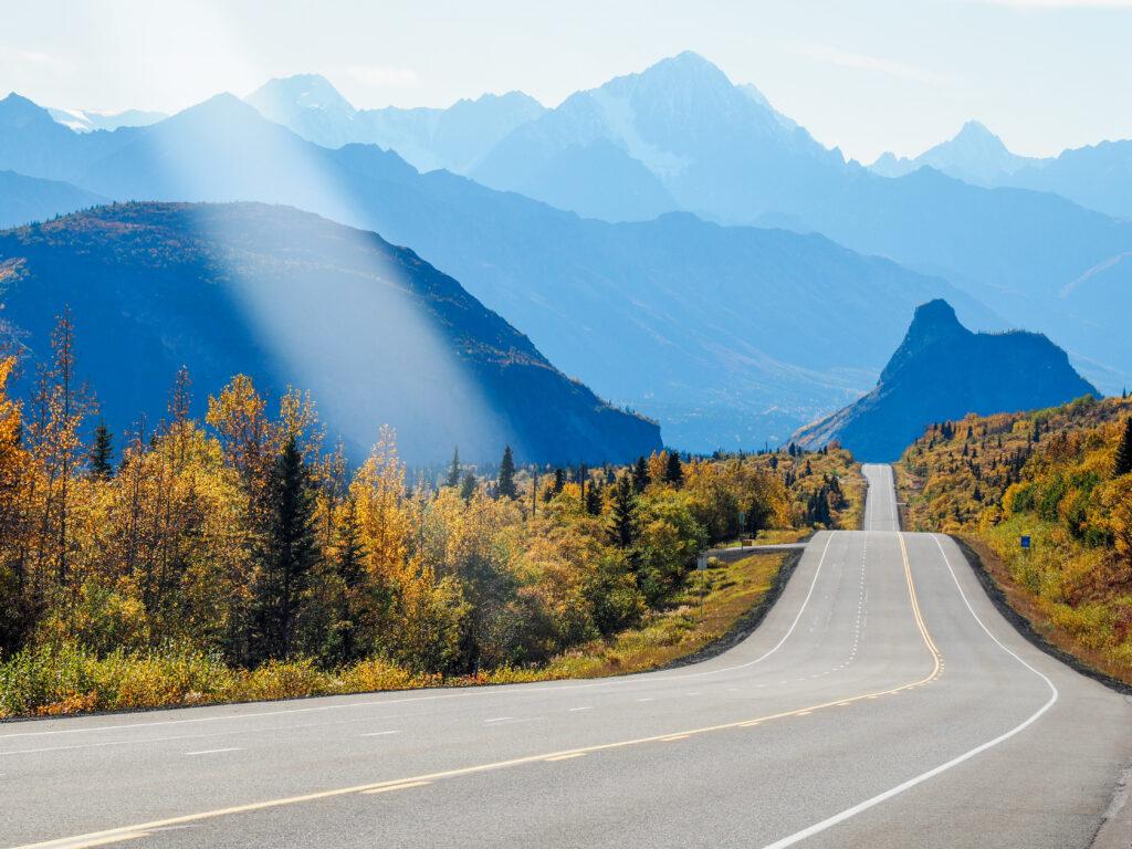 beautiful scenery of mountain and road