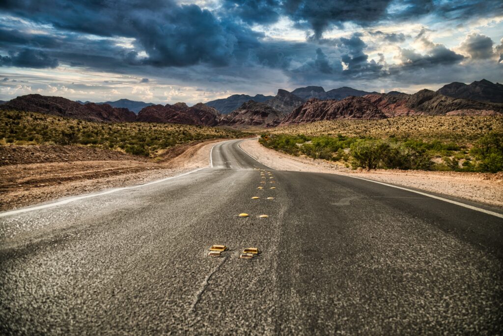 empty road in nevada desert