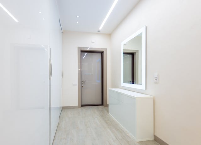 modern hallway with LED lights